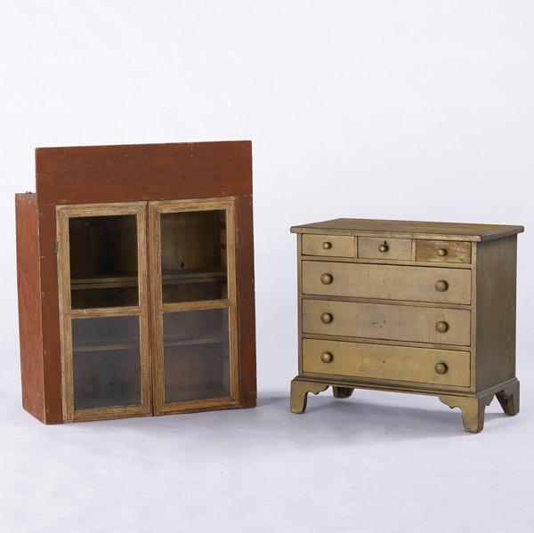 Appraisal: COUNTRY BRACKET FOOT CHEST Three over three drawer configuration in