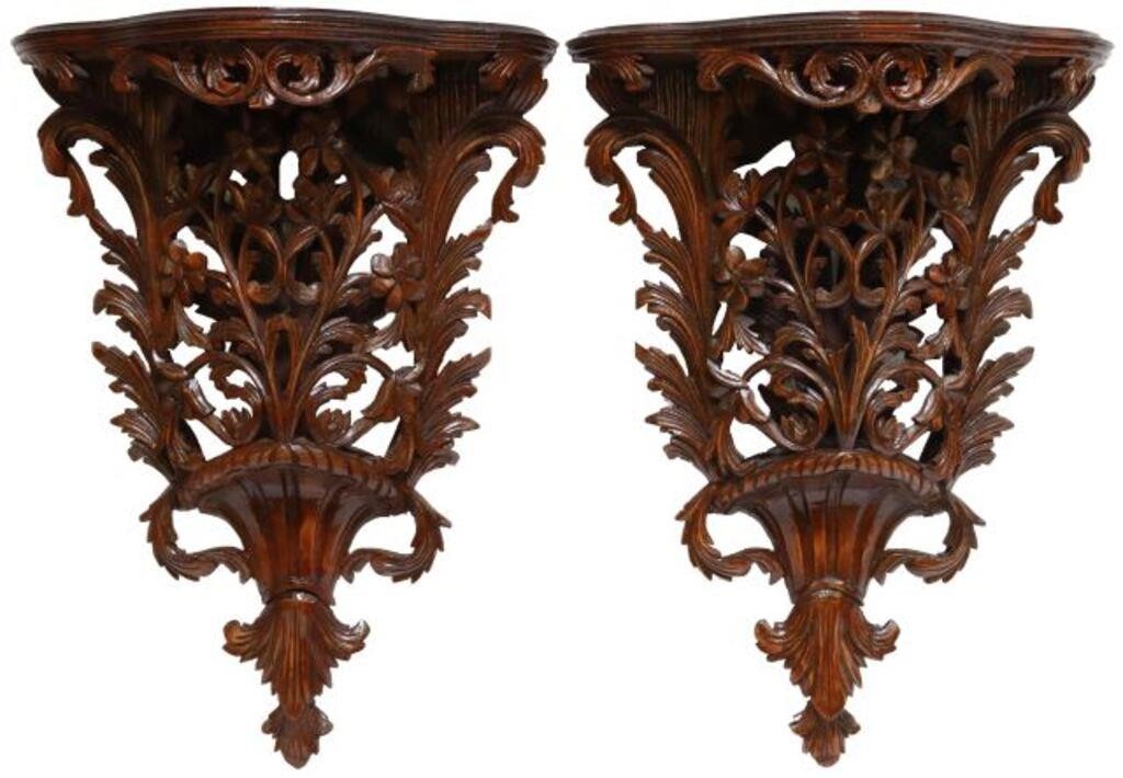 Appraisal: lot of Italian lacquered and carved wood wall brackets th