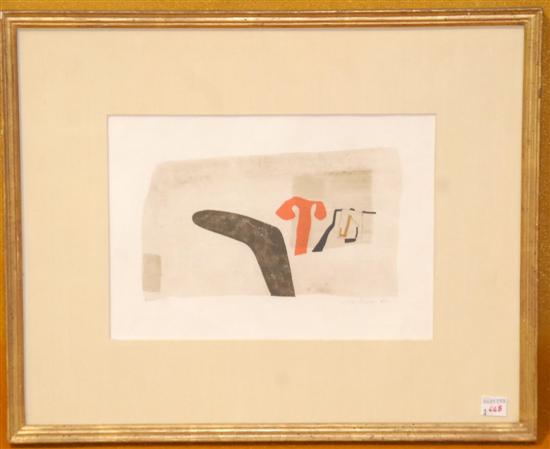 Appraisal: JULES BISSIER - Lithograph on japan Abstraction Signed x Provenance