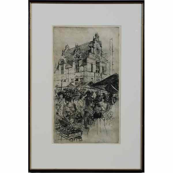 Appraisal: Paul Eschenbach American - Cityscape Etching with artist's name printed