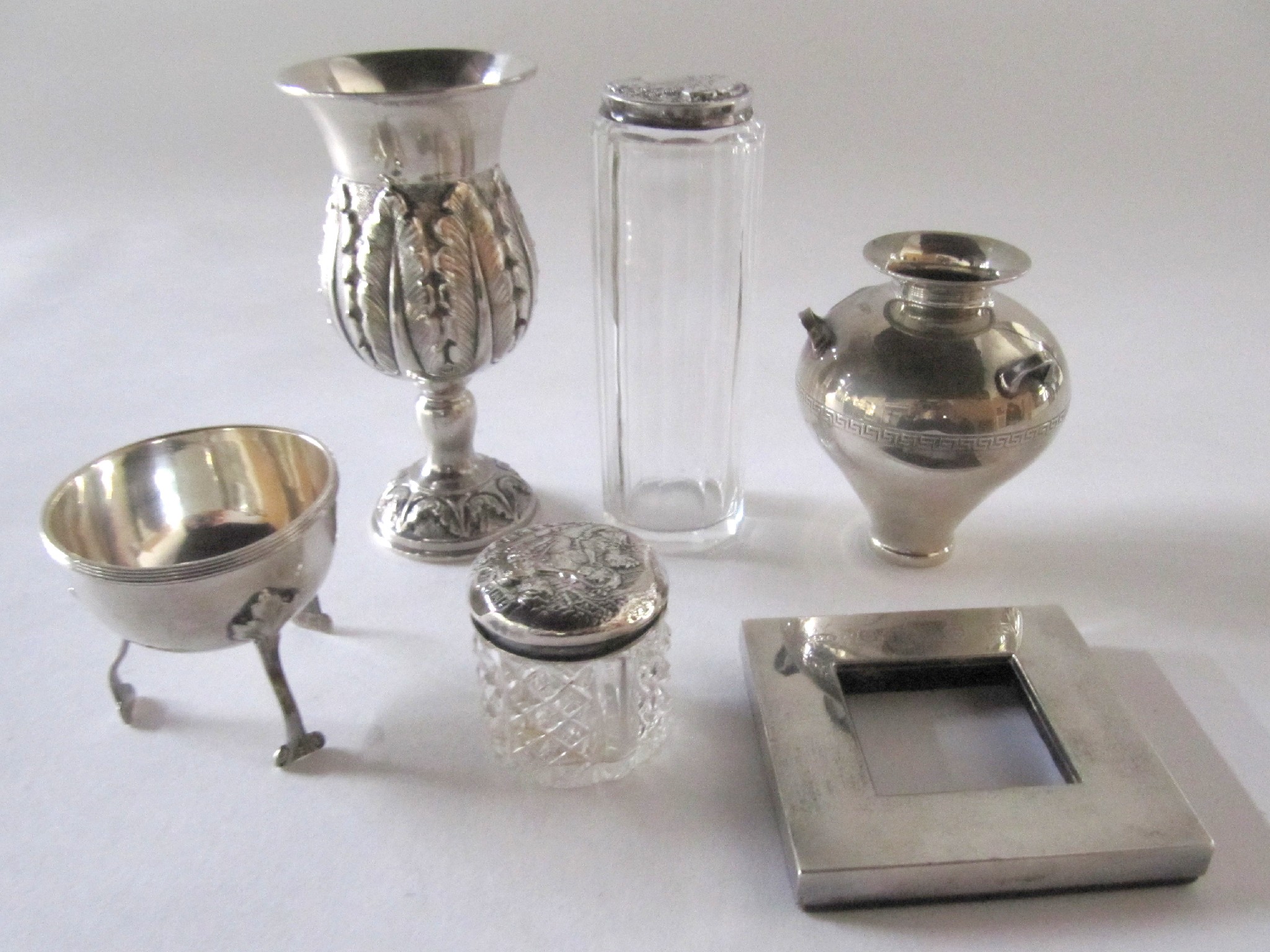 Appraisal: A lot comprising a sterling silver vase two silver topped