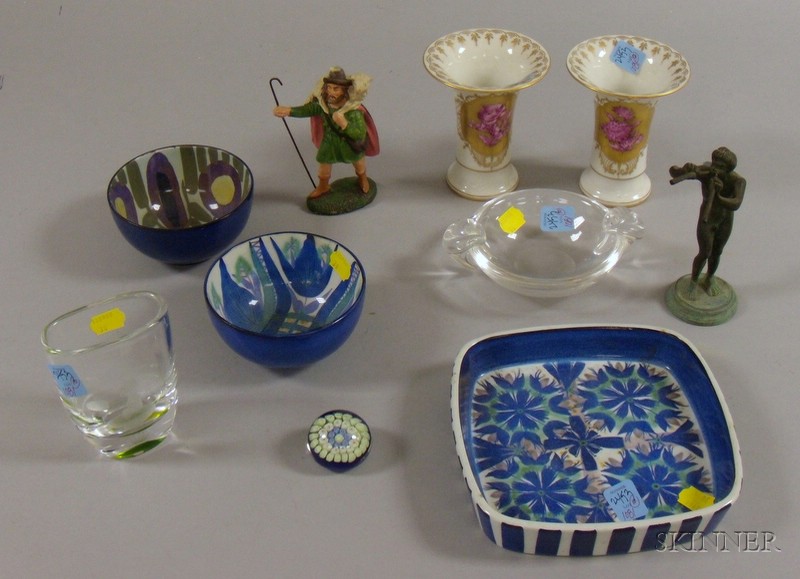 Appraisal: Ten Assorted European Decorative Table Items an Elastolin figure an