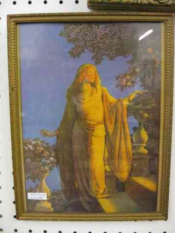 Appraisal: Maxfield Parrish Print lady on the garden steps '' x