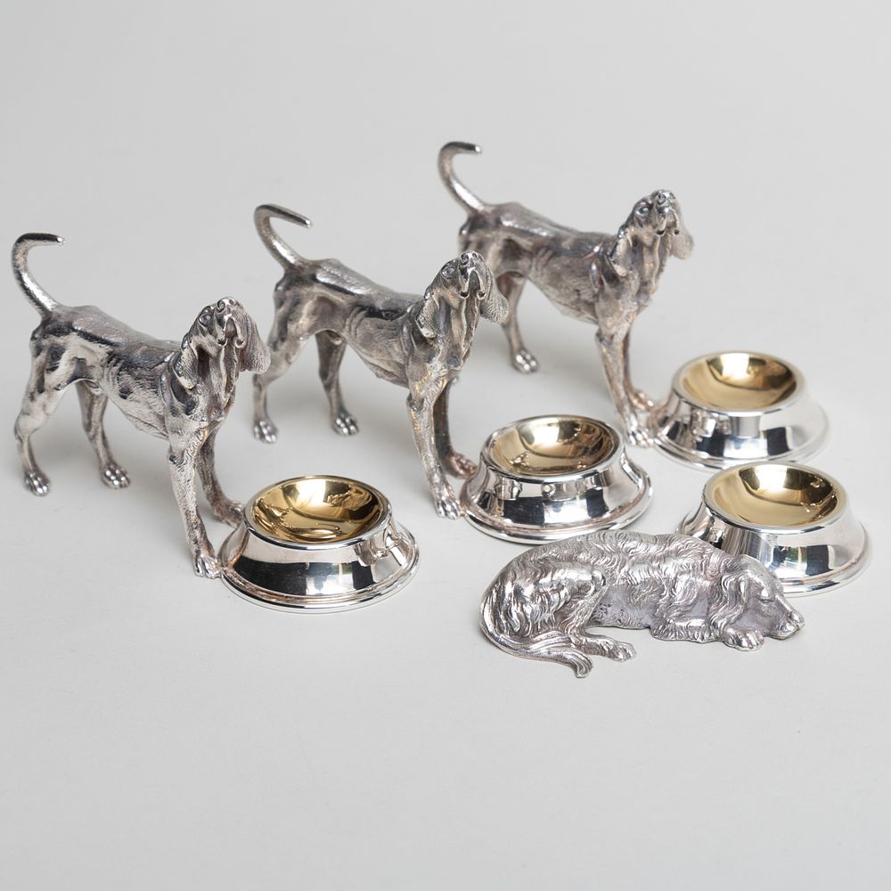 Appraisal: Group of Four Silver Plate Dog Salt Cellars Comprising A