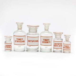 Appraisal: Group of Five Poison Apothecary Bottles th century blown glass