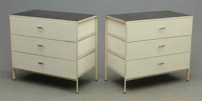 Appraisal: Pair labeled Herman Miller George Nelson Designed three drawer cabinets