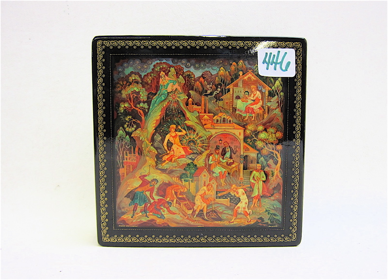 Appraisal: RUSSIAN LACQUERED AND HAND PAINTED BOX Mistress of Copper Mountains