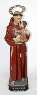 Appraisal: Carved polychrome statue of Saint Antonio Carved and polychrome wood