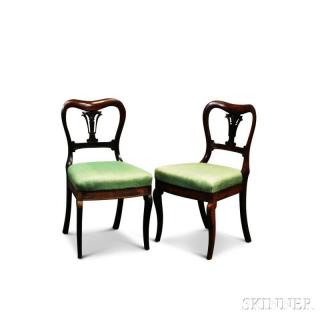 Appraisal: Pair of William IV Carved Rosewood Side Chairs England mid-