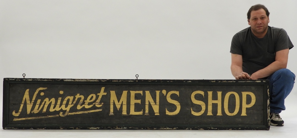 Appraisal: GREAT RHODE ISLAND NINIGRET MEN'S SHOP TRADE SIGN Rhode Island