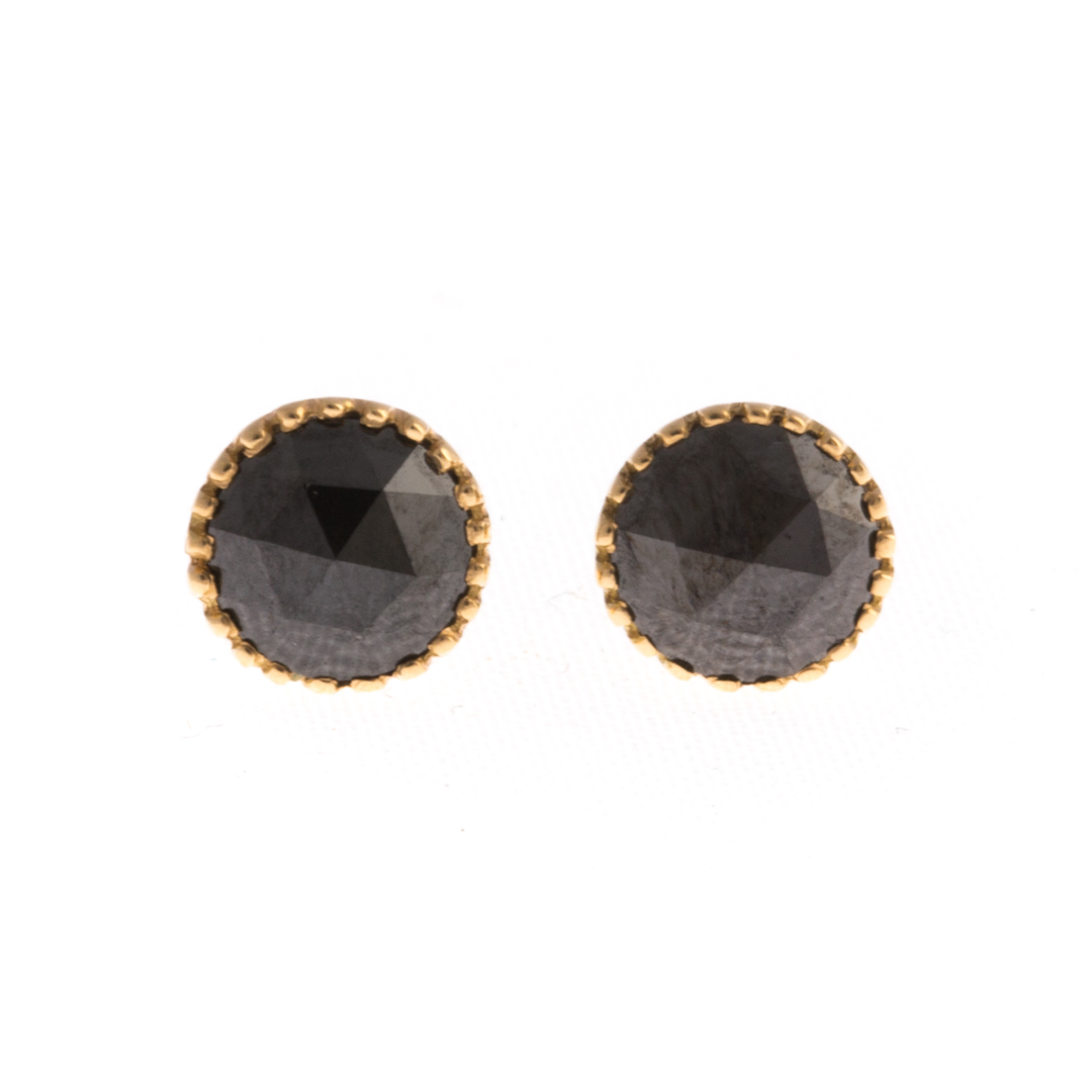 Appraisal: A Lady's Pair of Black Diamond Ear Studs K yellow