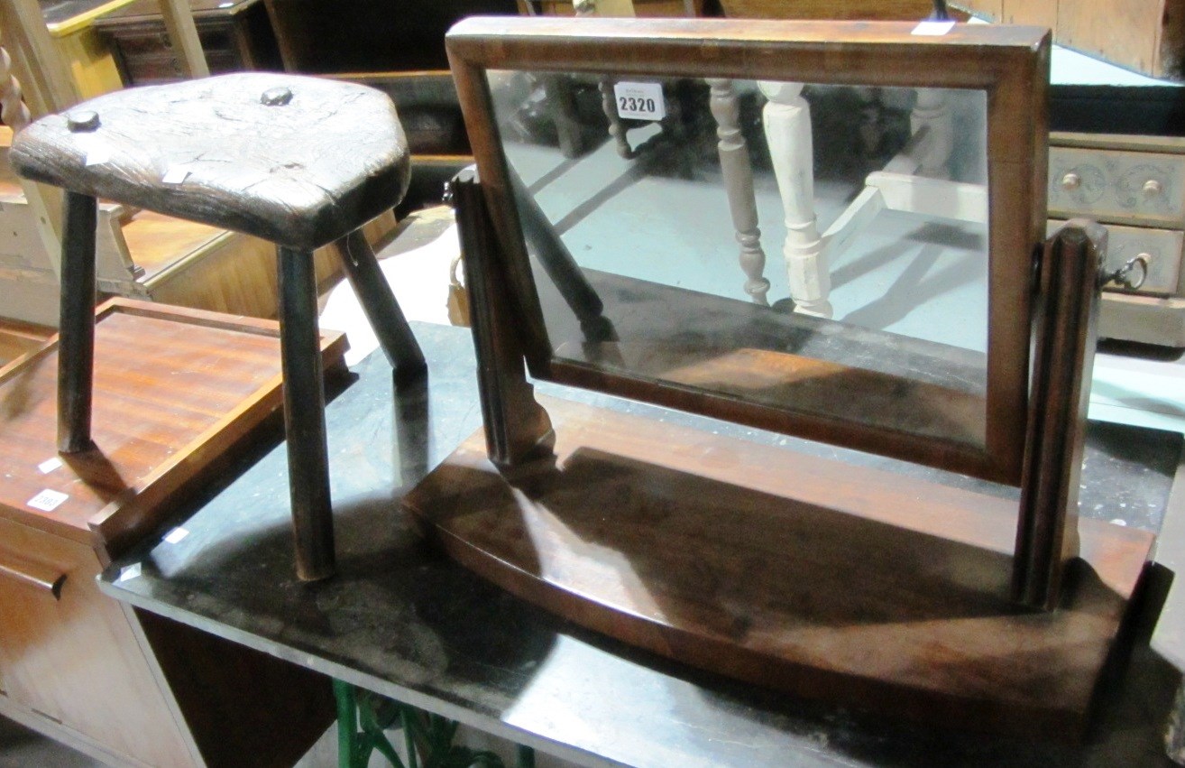 Appraisal: An th century three legged milking stool and a th