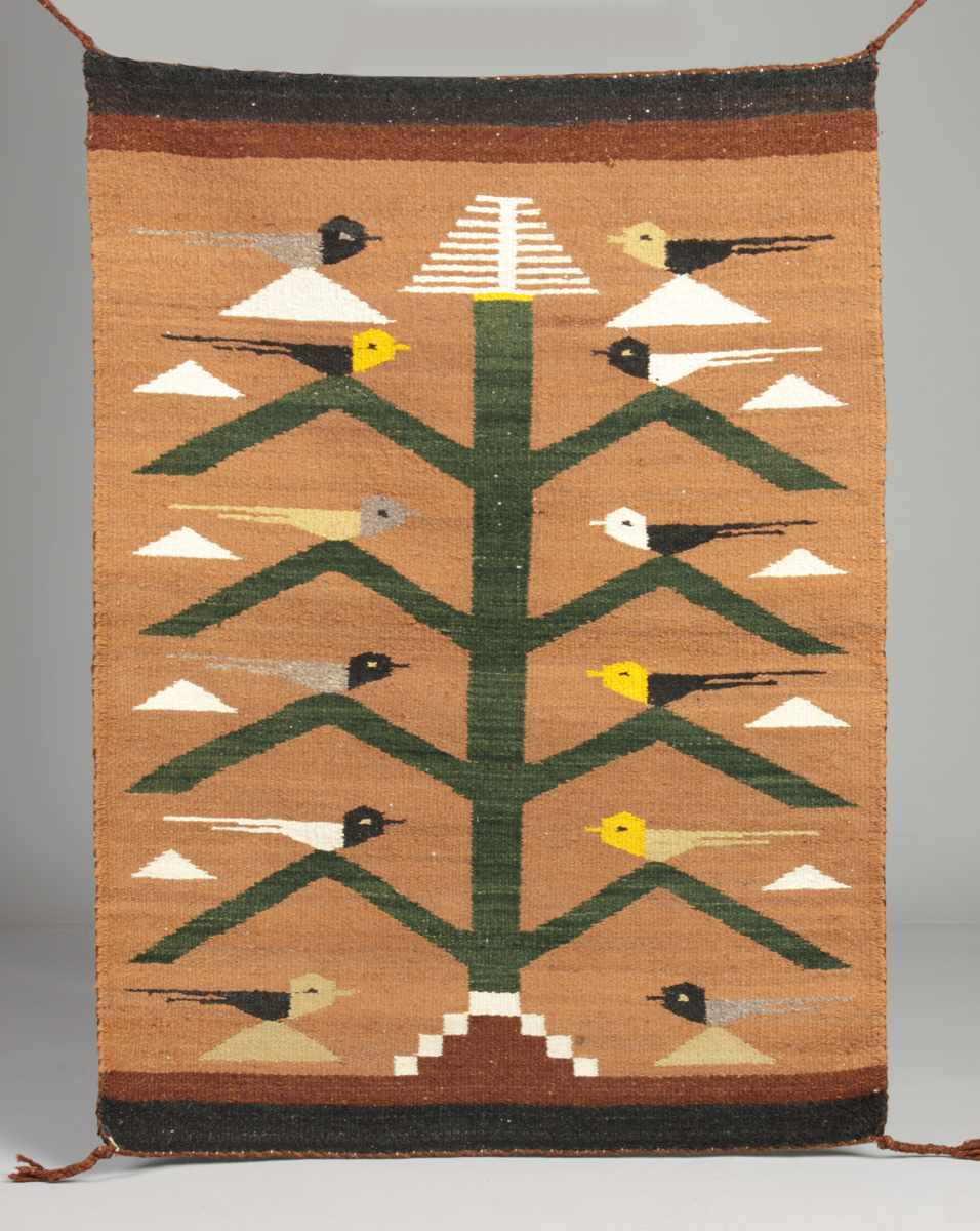 Appraisal: Navajo Pictoral Weaving w Tree Birds Woven by Leo Leonardi