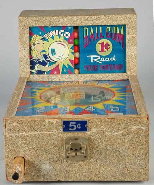 Appraisal: Twico Ball-Gum Vendor Machine Description Working Includes dice shuffling mechanism