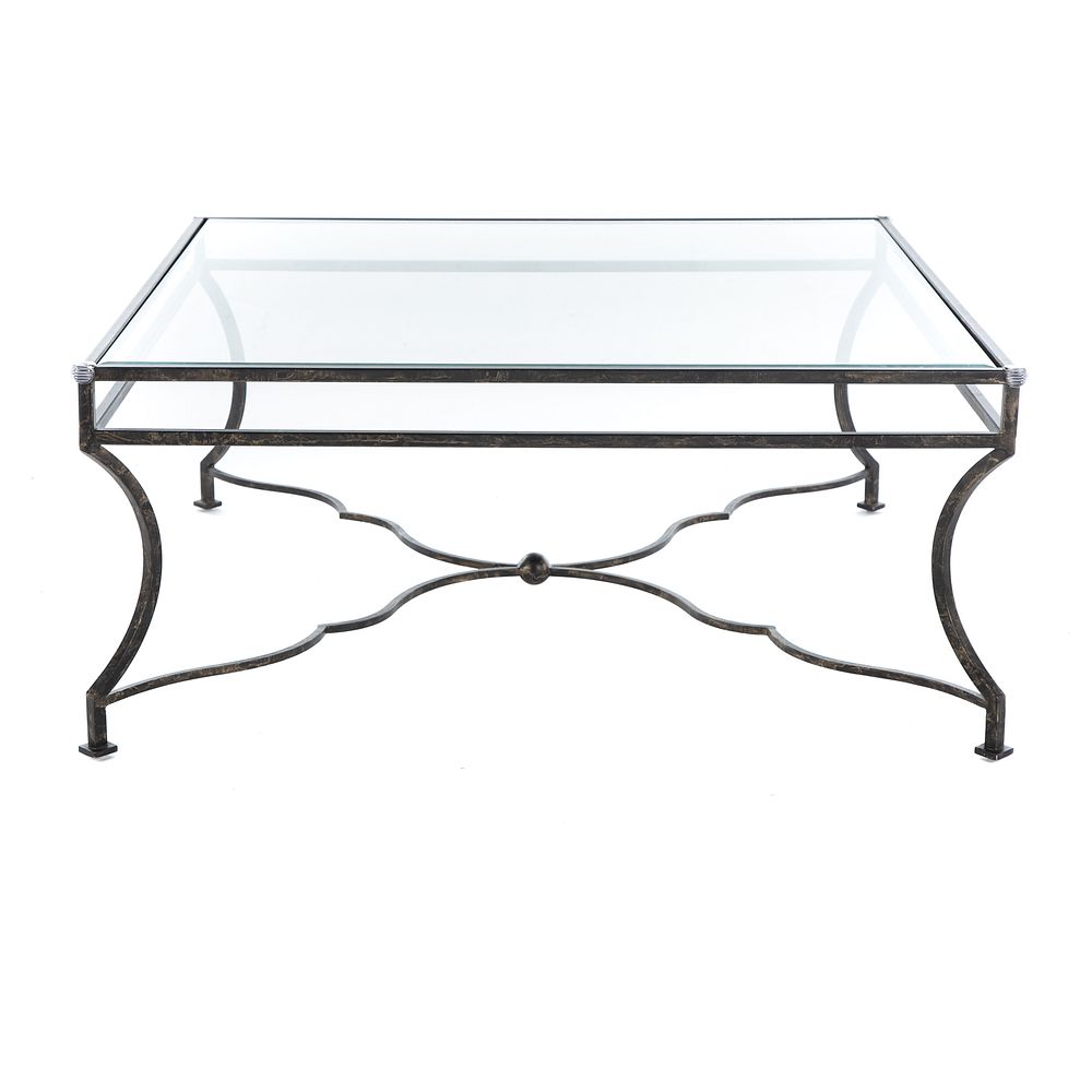 Appraisal: Large Contemporary Glass Top Coffee Table With inset beveled glass