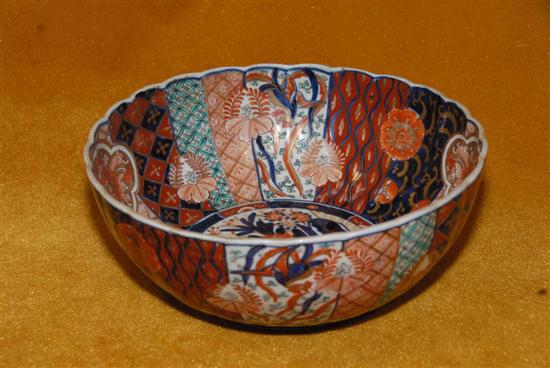 Appraisal: LARGE ANTIQUE IMARI BOWL With scolloped rim D x H