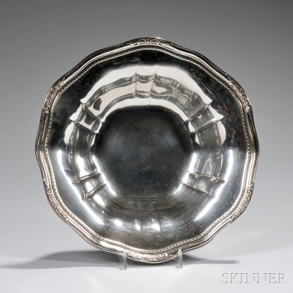 Appraisal: Black Starr Frost Shaped Sterling Silver Center Bowl with foliate