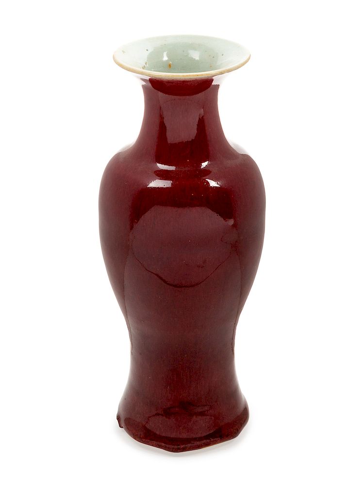 Appraisal: A Chinese Oxblood Glazed Vase Height inches A Chinese Oxblood