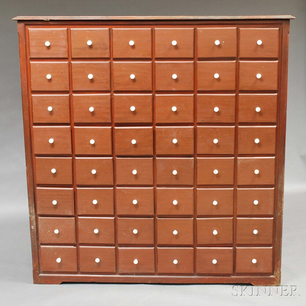 Appraisal: Brown-painted Forty-eight-drawer Apothecary Chest th th century ht wd dp