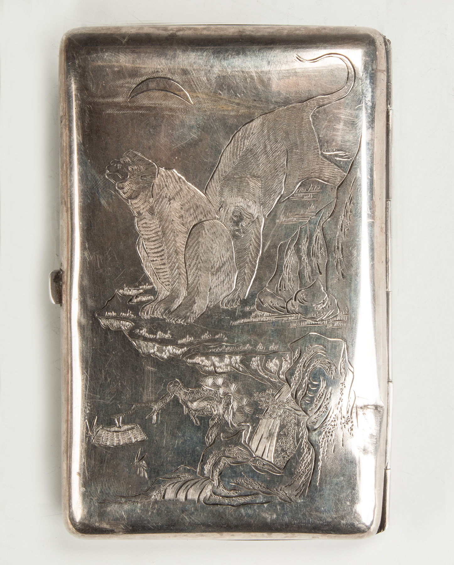 Appraisal: Chinese Export Silver Case Late th cent Repousee with figures