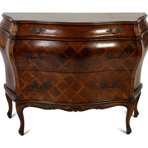 Appraisal: An Italian Louis XV Style Walnut Parquetry Bombe Commode TH