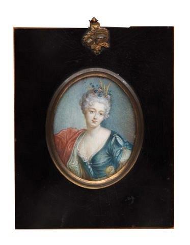 Appraisal: AN EARLY TH CENTURY OVAL MINIATURE PORTRAIT on ivory a