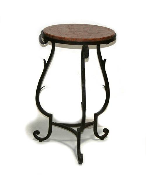 Appraisal: A wrought iron and marble gueridon height in diameter in