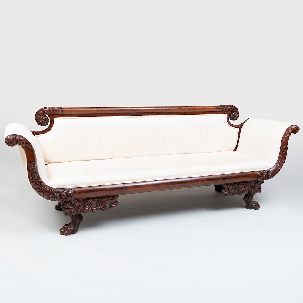 Appraisal: Classical Mahogany Settee x ft in x in Condition Small