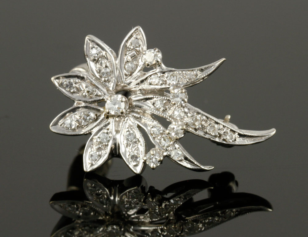 Appraisal: - K White Gold and Diamond Pin K white gold