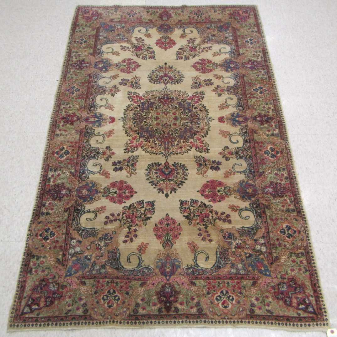 Appraisal: SEMI-ANTIQUE PERSIAN KERMAN AREA RUG Kerman Province southeastern Iran floral