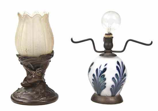 Appraisal: A Cast Metal Figural Boudoir Lamp the base cast with