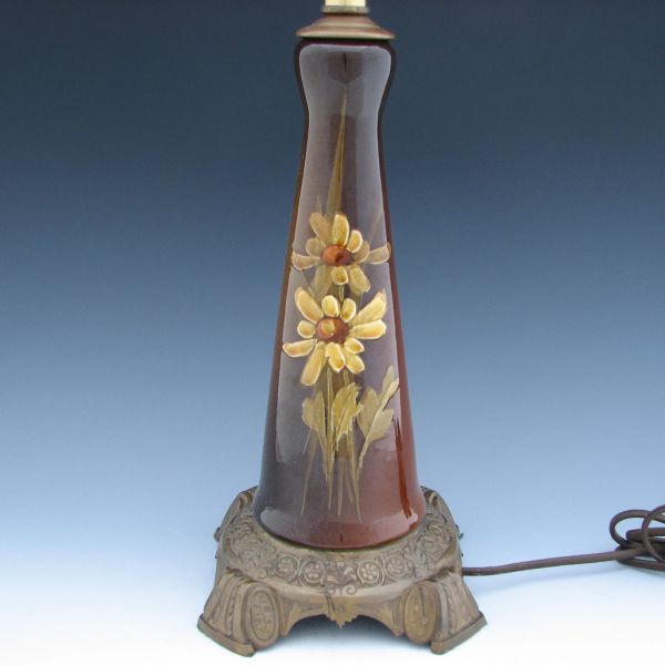 Appraisal: Owens standard glaze lamp with floral decoration by Tot Steele