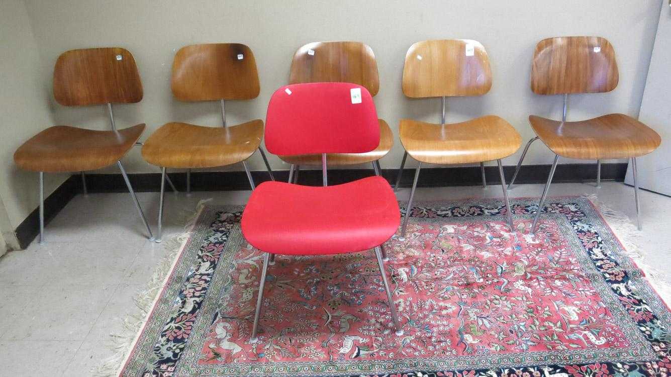 Appraisal: SIX VINTAGE EAMES DCM DINING CHAIRS Charles Eames design for