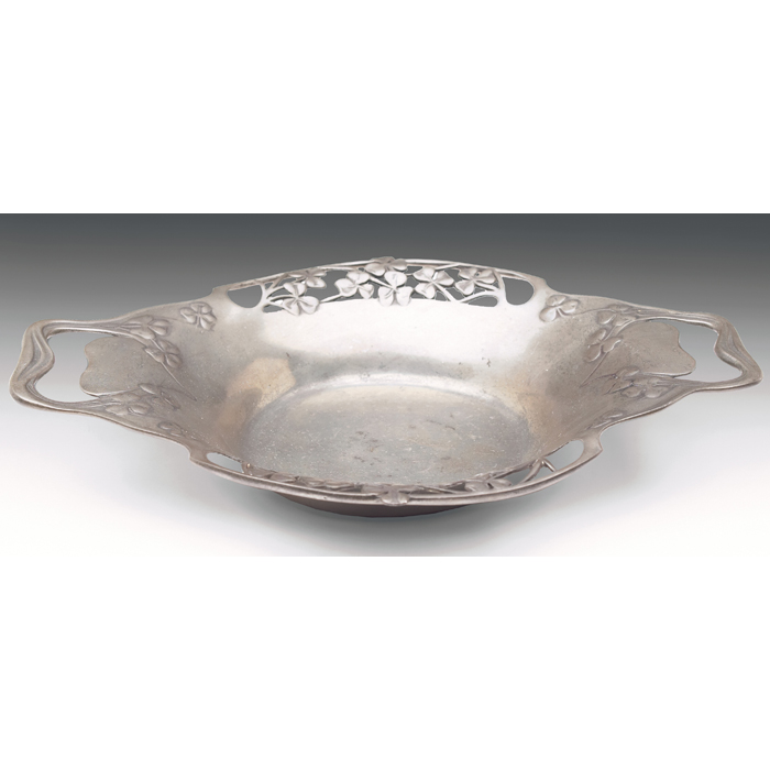 Appraisal: English bowl pewter double handled shape with clover designs marked