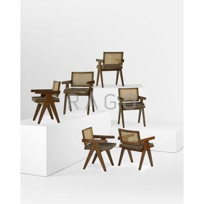 Appraisal: PIERRE JEANNERET Six V-leg armchairs Chandigarh Condition Report