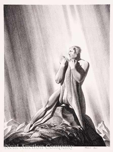 Appraisal: Rockwell Kent American - Hero lithograph pencil-signed and titled sheet