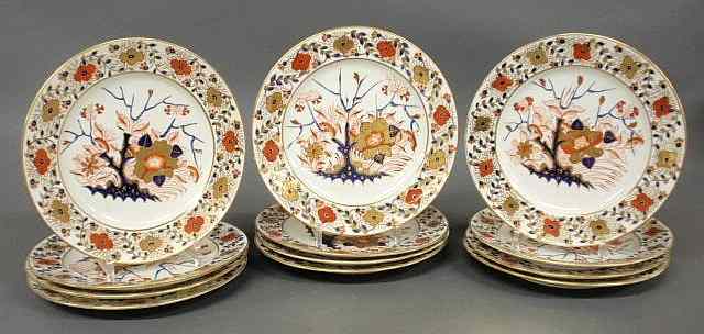 Appraisal: Set of twelve fine colorful Derby porcelain plates approx dia