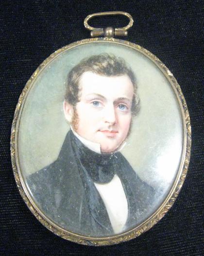 Appraisal: American School th century miniature portrait of a gentleman Unsigned