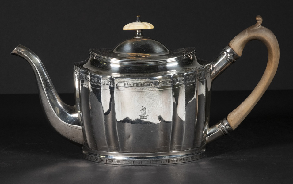 Appraisal: GEORGE III SILVER TEAPOT BY SOLOMON HOUGHAM English Sterling Silver