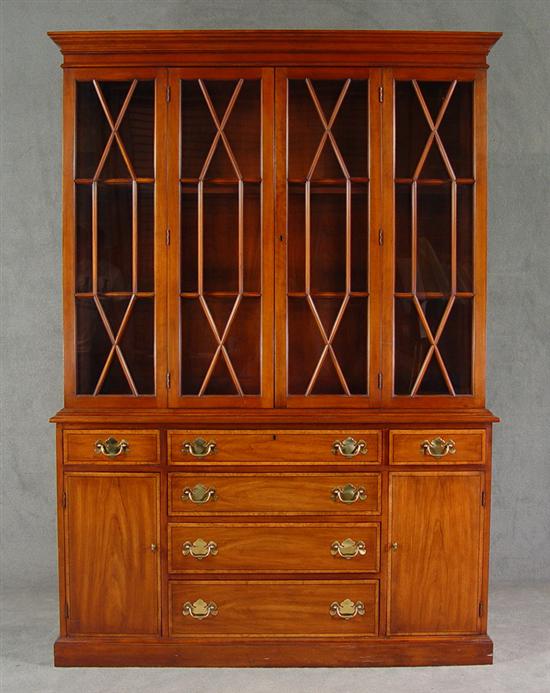 Appraisal: Henkel-Harris Cherry China Cabinet Upper case with astragal hinged doors