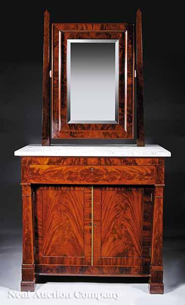 Appraisal: A Rare American Classical Mahogany Gentleman's Dressing Bureau early th