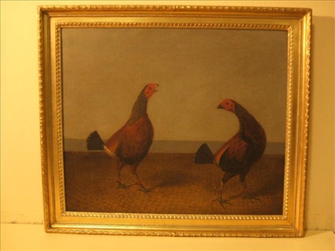 Appraisal: BRITISH EARLY TH C PAIR OF COCKFIGHTING PAINTINGS Oil on