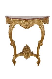 Appraisal: Giltwood Marble Rococo Style Console Table Continental late th century