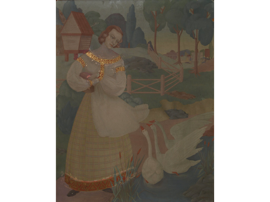 Appraisal: M A Keller Ct th c Goose Girl tempera and