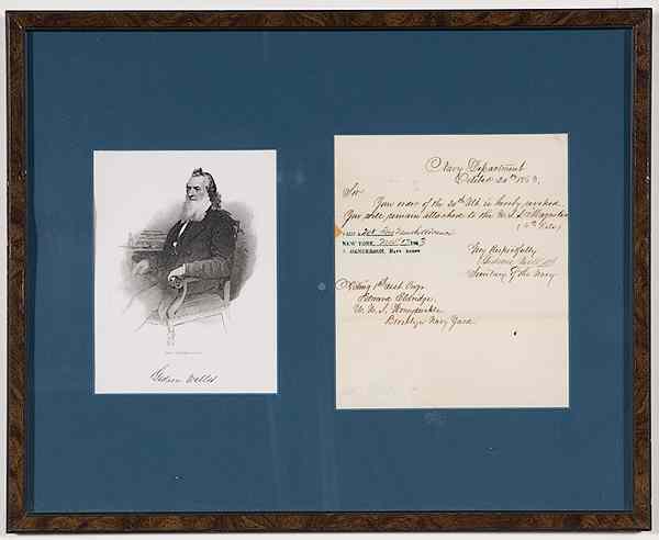 Appraisal: Civil War - Autographs Gideon Welles Lincoln's Secretary of the