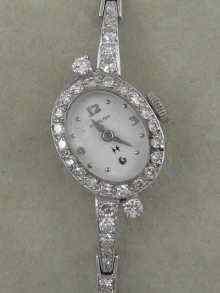 Appraisal: A white metal marked ct gold diamond set lady's wrist