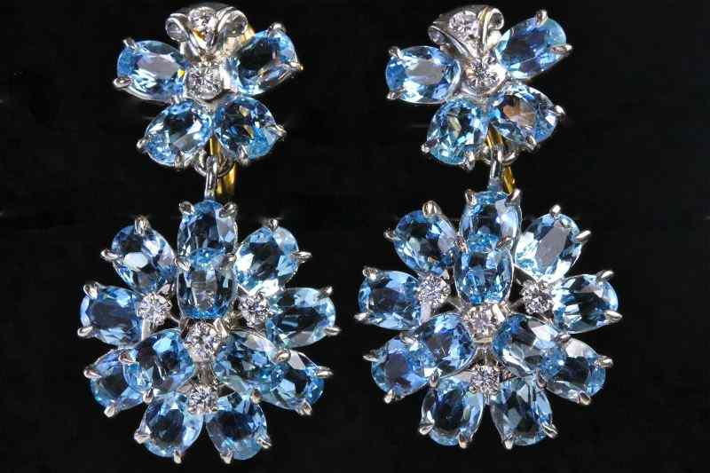 Appraisal: Aquamarine and Diamond Earrings Tiffany Co circa designed with half