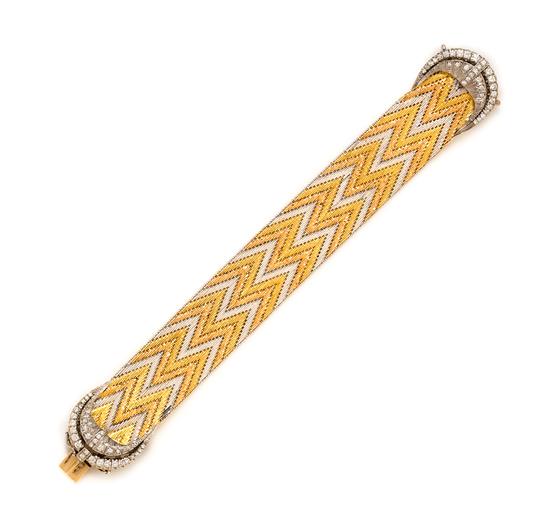 Appraisal: Sale Lot An Karat Tricolor Gold and Diamond Bracelet Circa