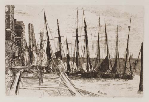 Appraisal: JAMES A M WHISTLER Billingsgate Etching on cream laid paper