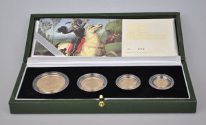 Appraisal: A boxed Royal Mint Gold Proof Four-coin sovereign collection -